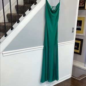 Lovers + Friends Emerald Cowl Neck Spaghetti Strap Maxi